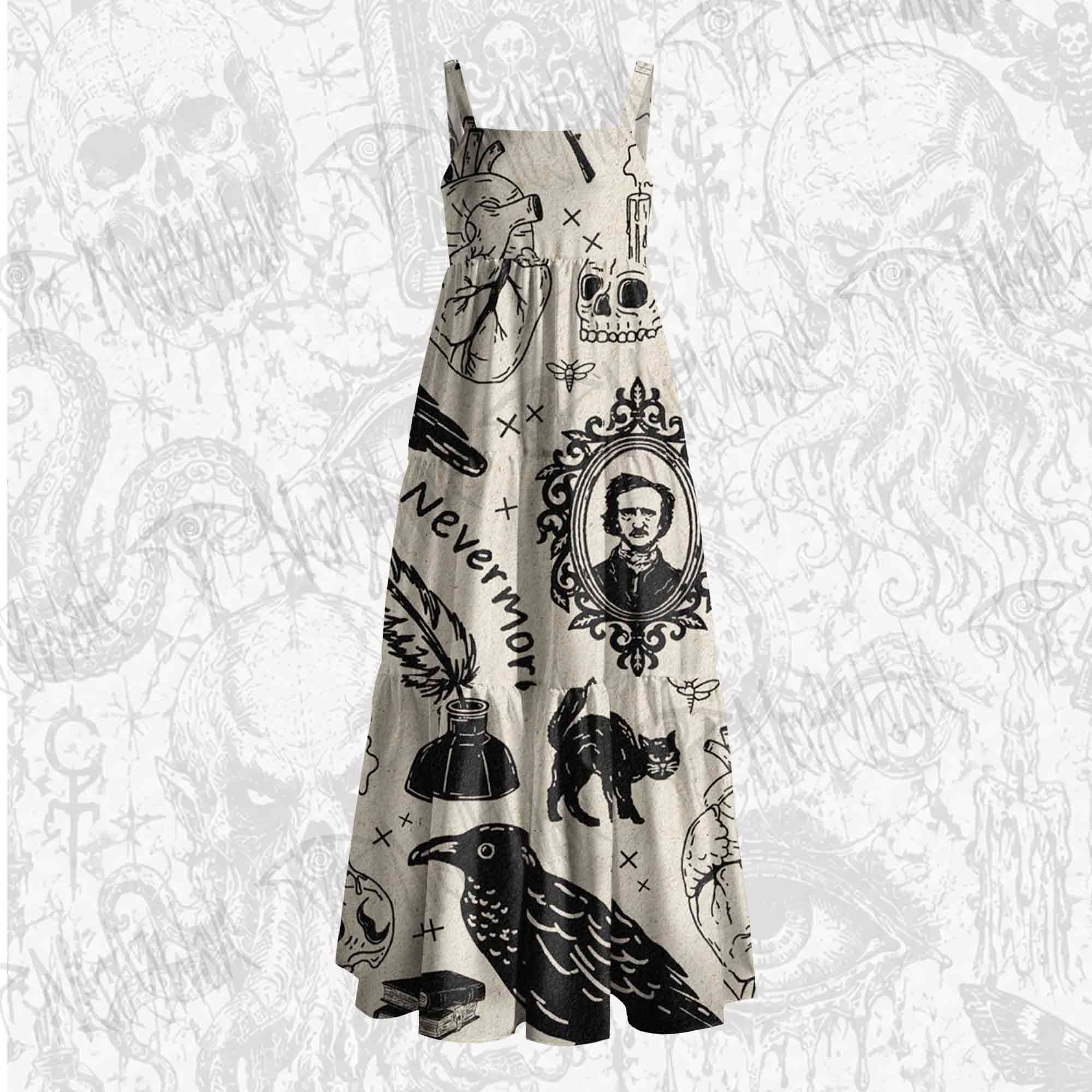 Raven’s Ink Wide Straps Maxi Dress