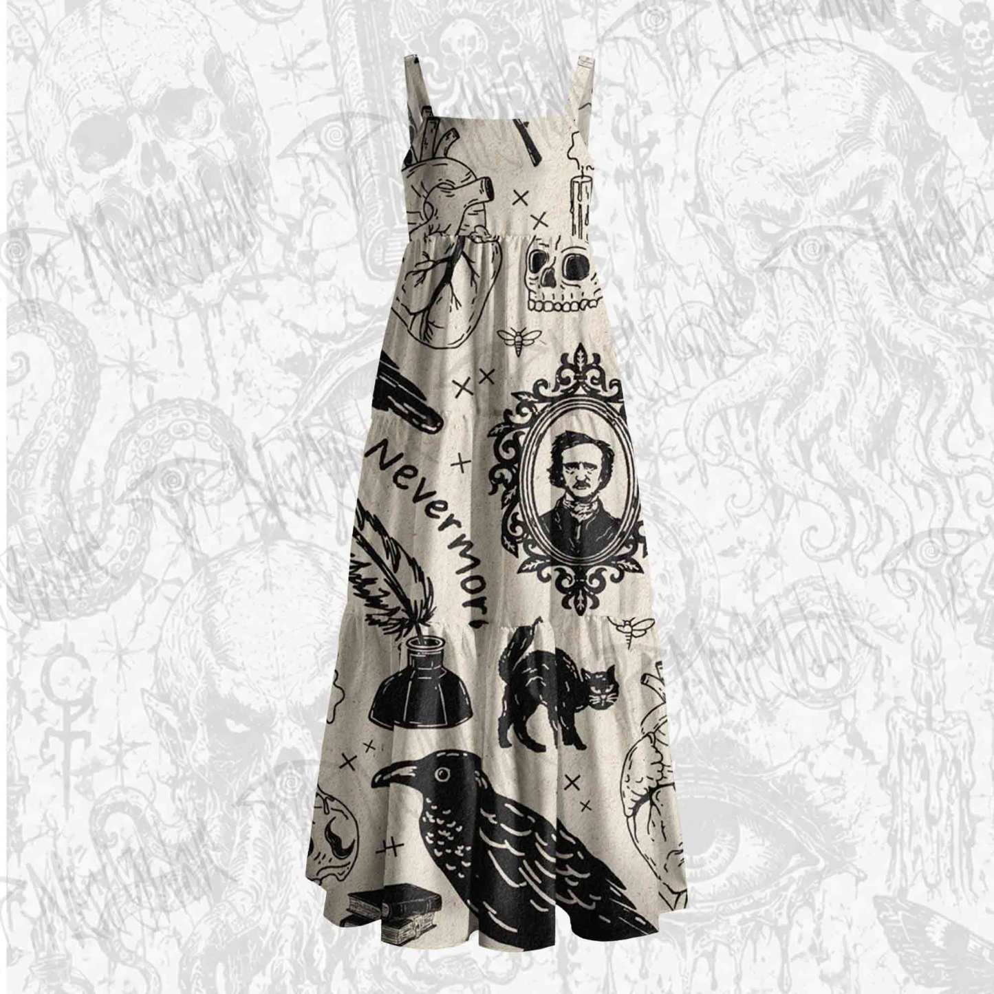 Raven’s Ink Wide Straps Maxi Dress