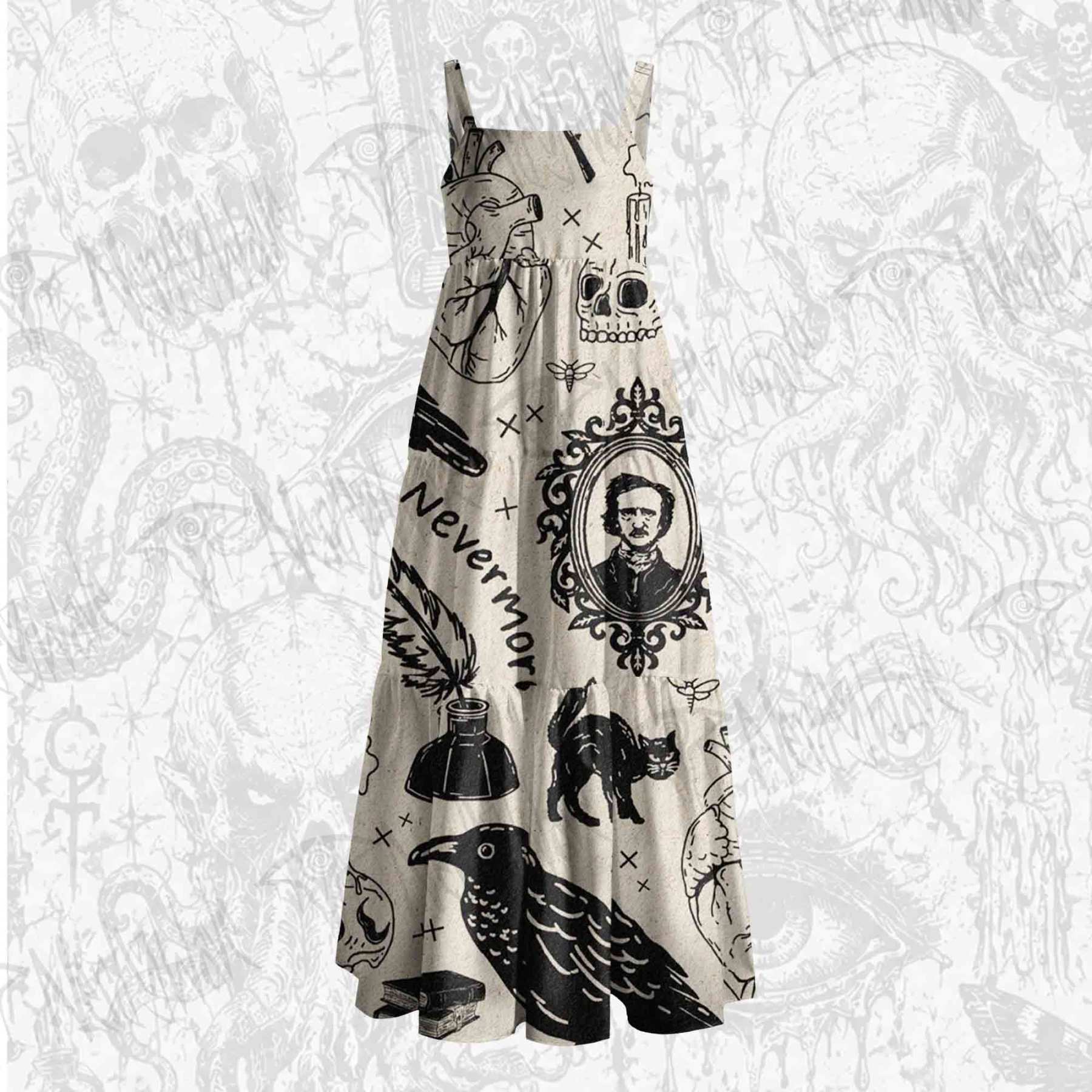 Raven’s Ink Wide Straps Maxi Dress