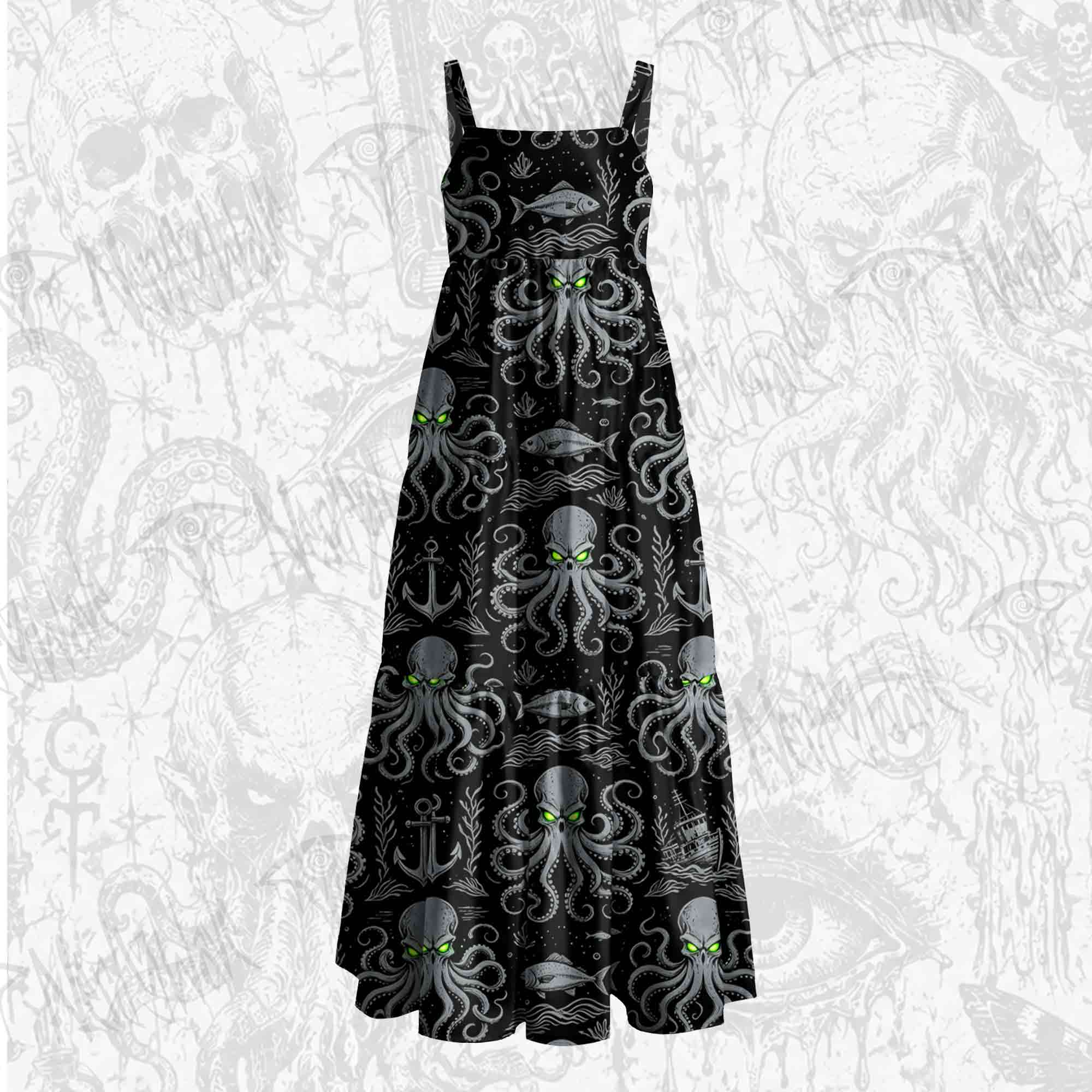 Neon Kraken Wide Straps Maxi Dress