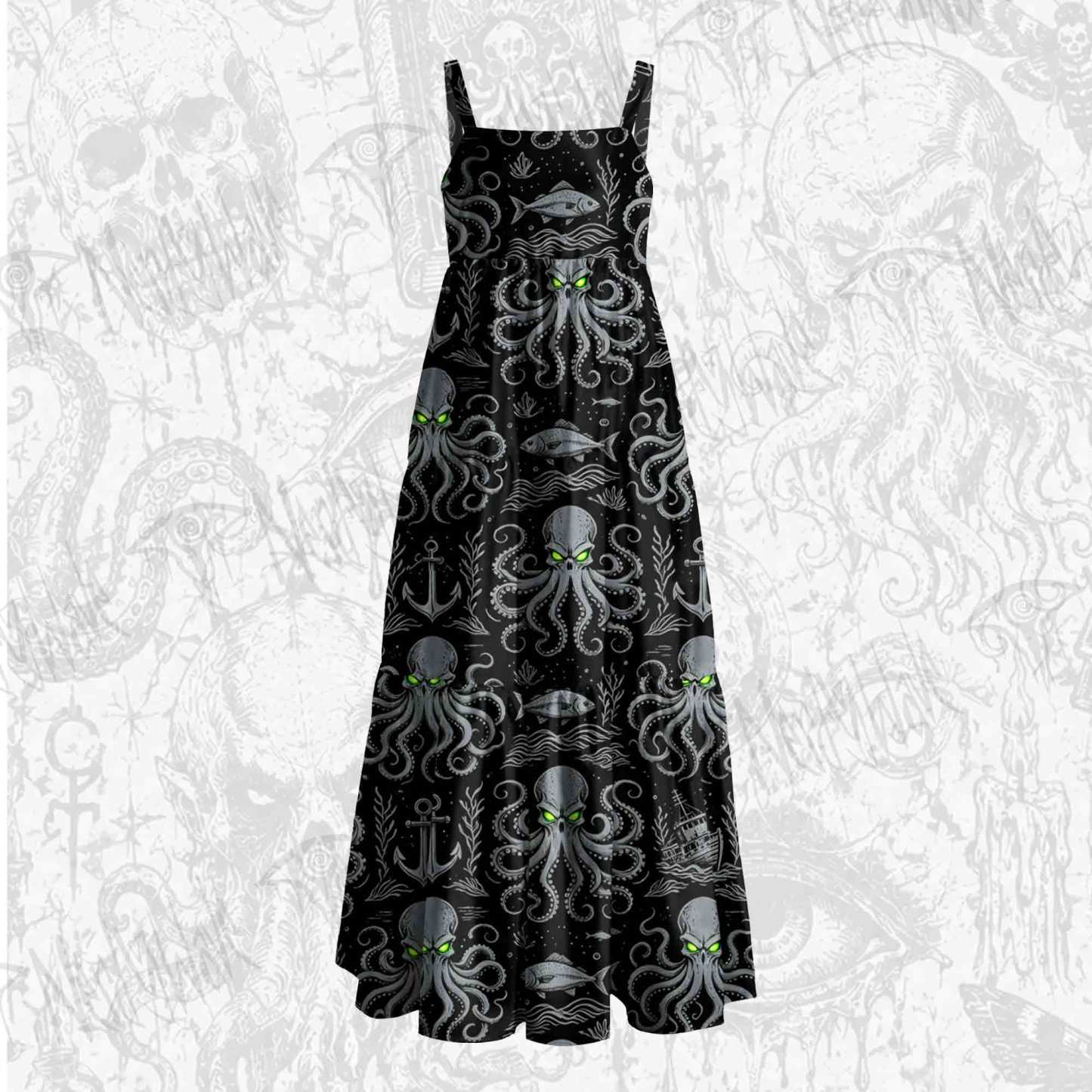 Neon Kraken Wide Straps Maxi Dress