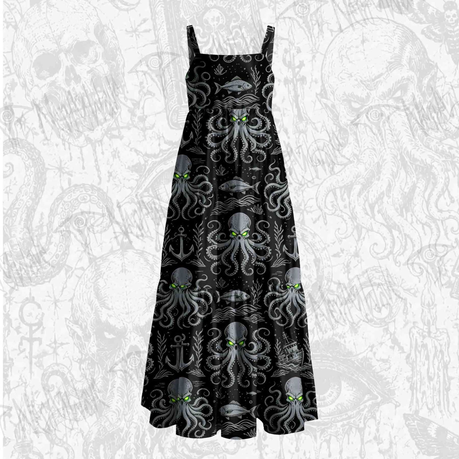Neon Kraken Wide Straps Maxi Dress