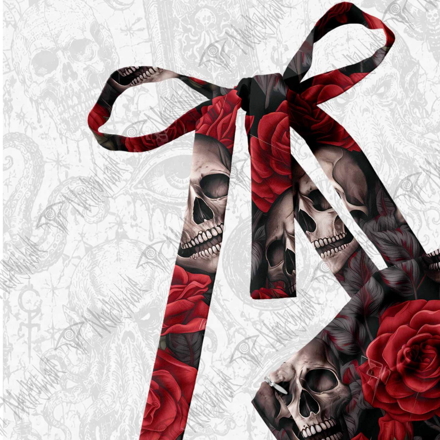 Skull and Roses Tie Shoulder Maxi Dress