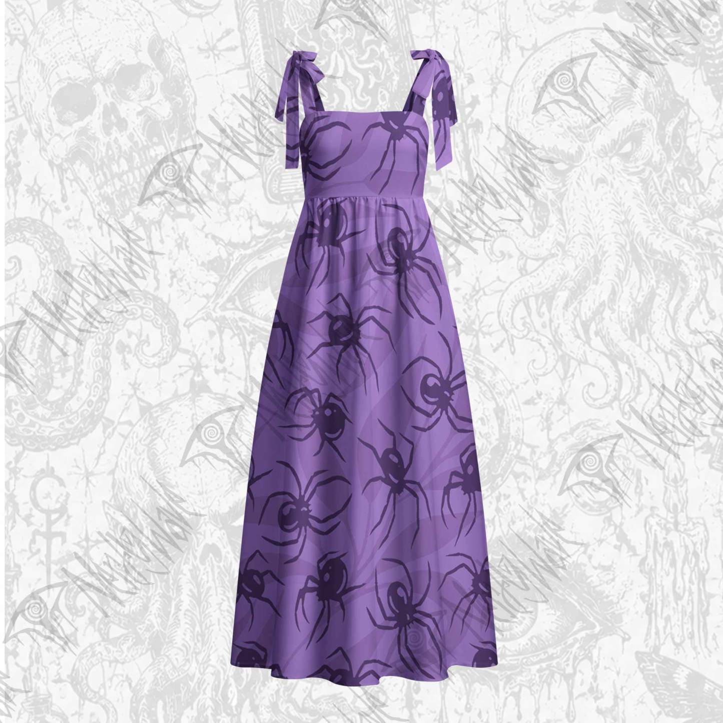 Spiders Tie Shoulder Maxi Dress