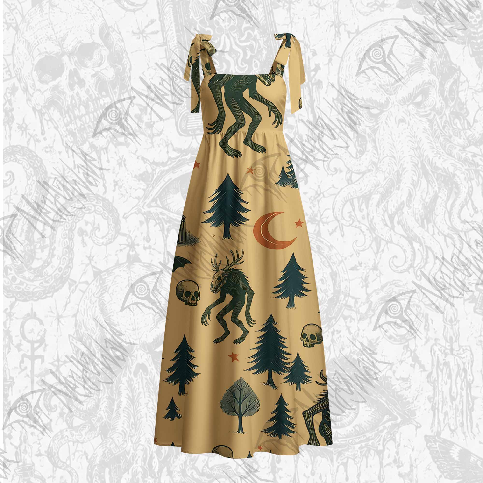 Wendigo in the Forest Tie Shoulder Maxi Dress