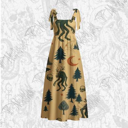 Wendigo in the Forest Tie Shoulder Maxi Dress