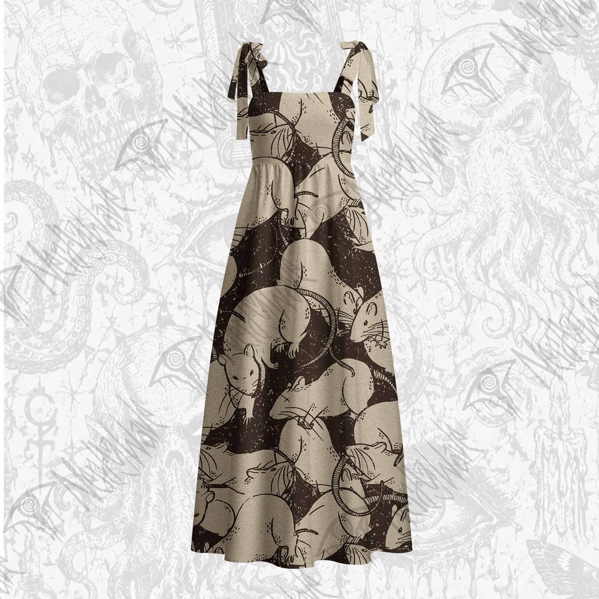 Black Death Tie Shoulder Maxi Dress