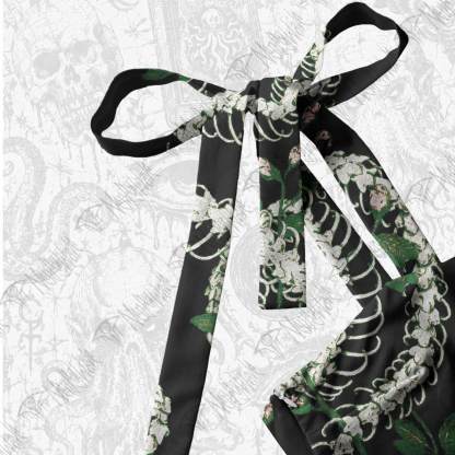 Flowers and Snake Skeleton Tie Shoulder Maxi Dress