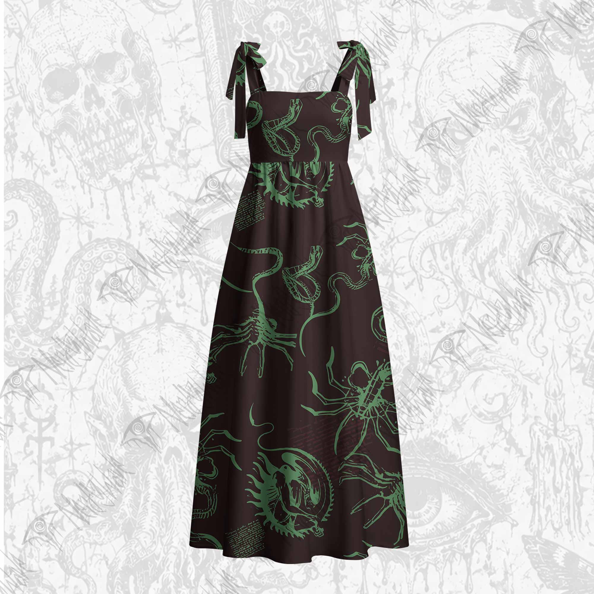 Alien Delivery Guy Tie Shoulder Maxi Dress