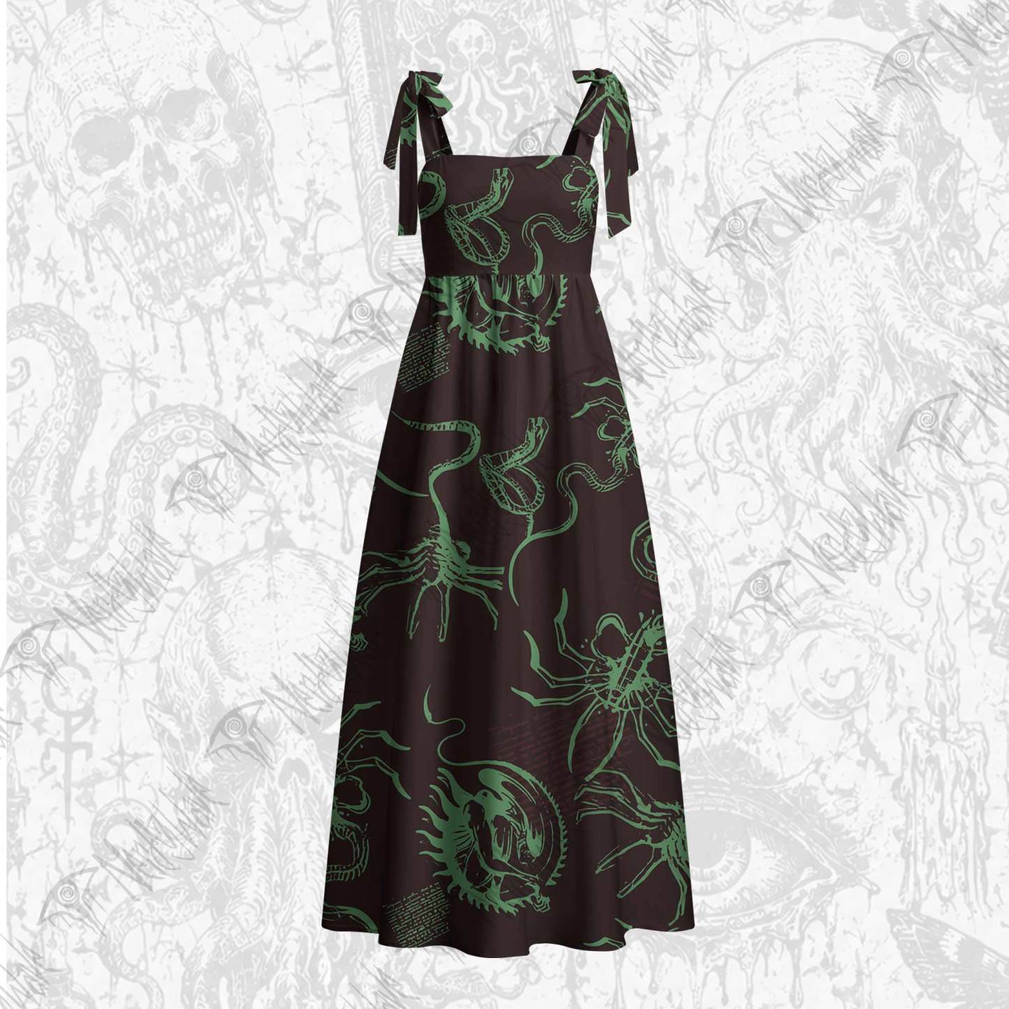 Alien Delivery Guy Tie Shoulder Maxi Dress