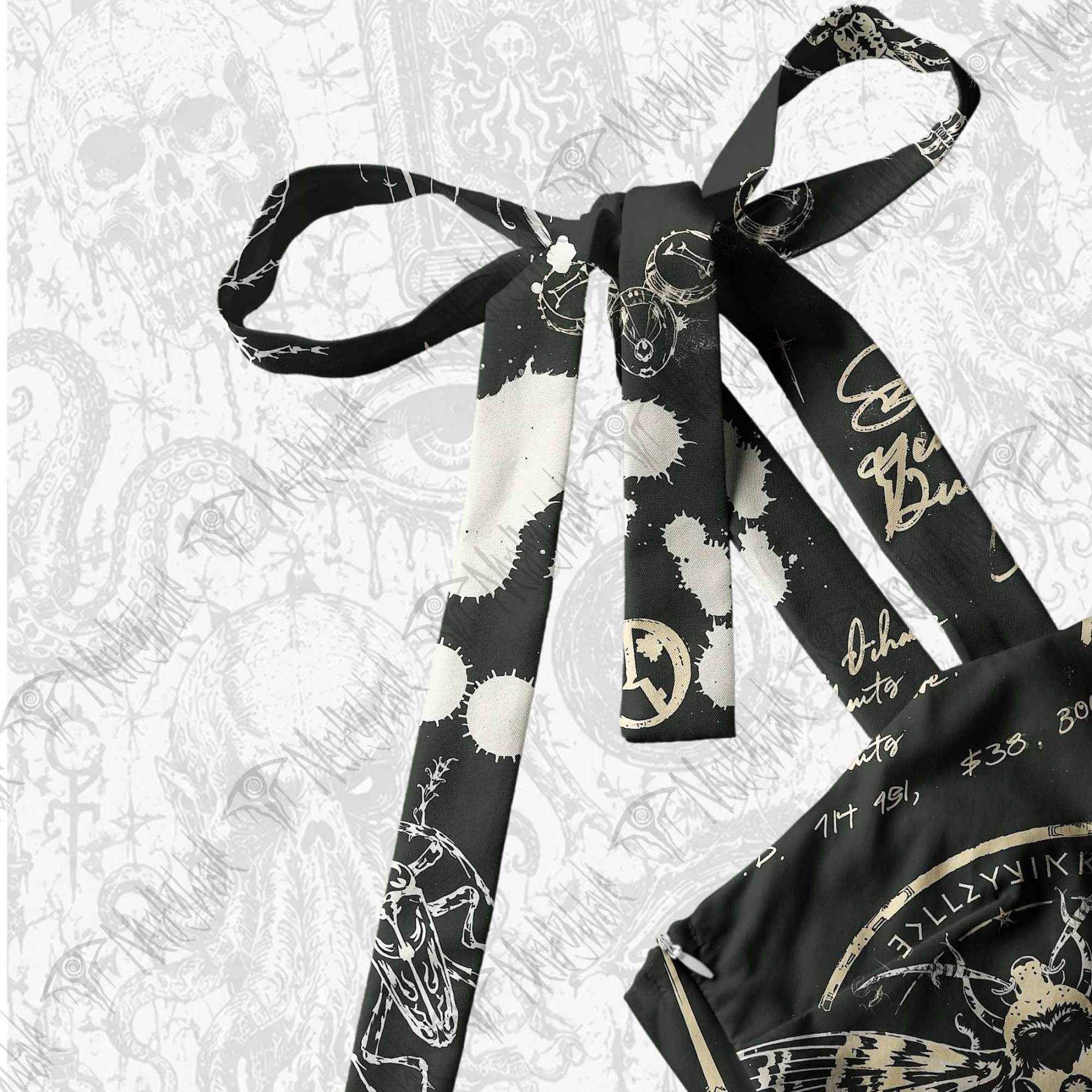 Retro Insects Tie Shoulder Maxi Dress