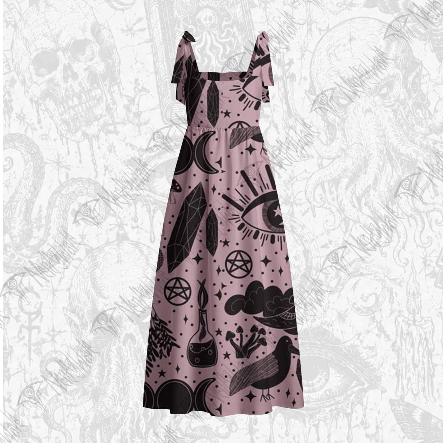 Mystic Whimsy Tie Shoulder Maxi Dress