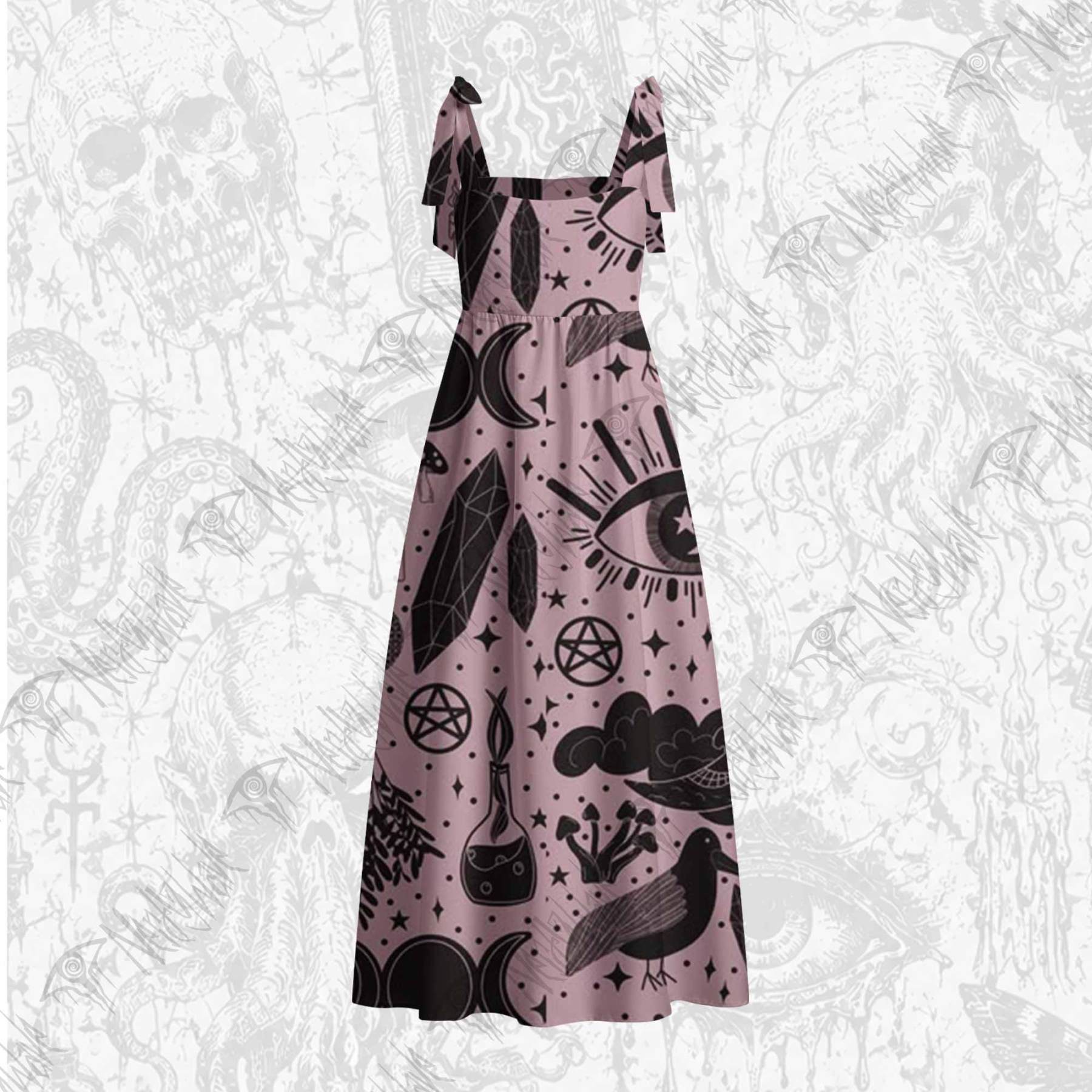 Mystic Whimsy Tie Shoulder Maxi Dress