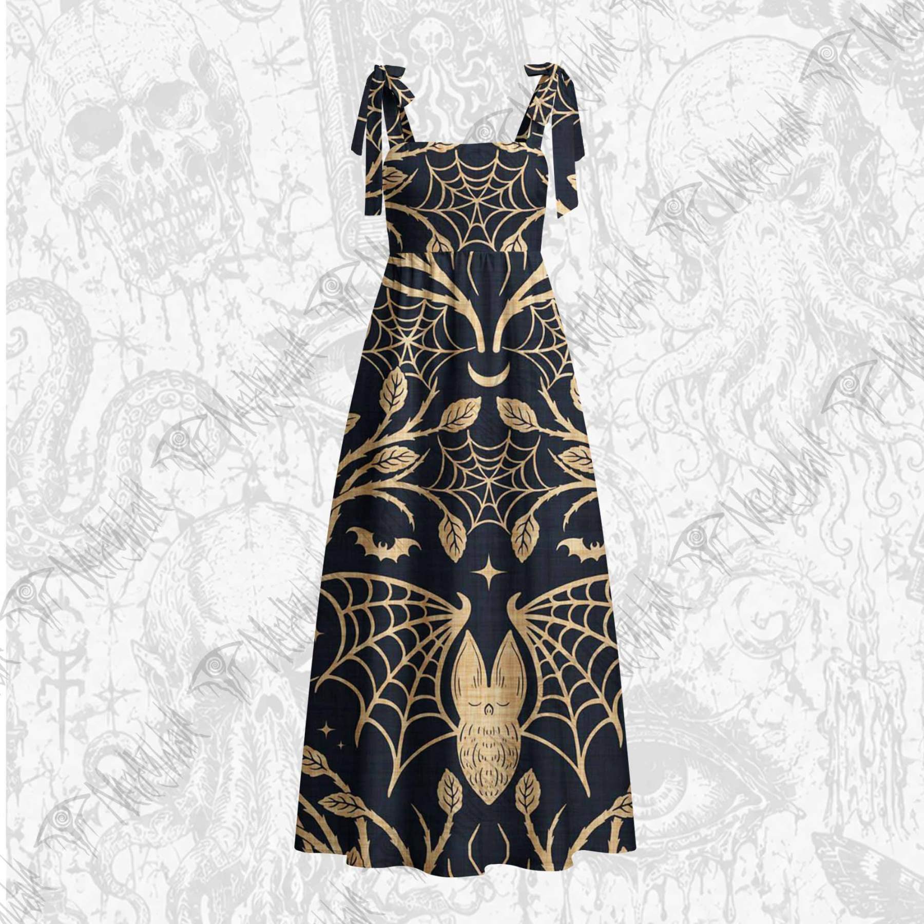 Midnight Manorv Tie Shoulder Maxi Dress