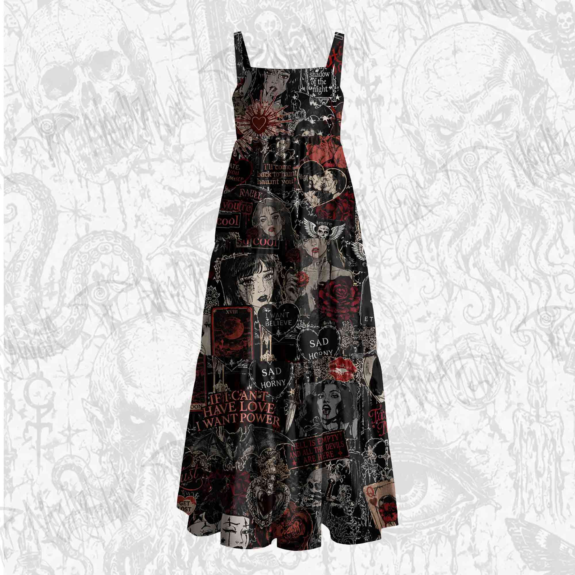 Vintage Stay Spooky Wide Straps Maxi Dress