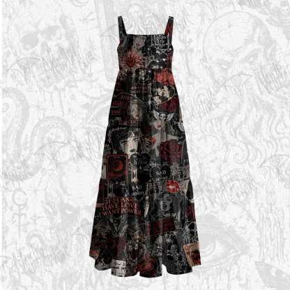 Vintage Stay Spooky Wide Straps Maxi Dress