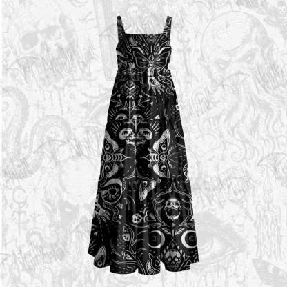 Dark Goth Wide Straps Maxi Dress