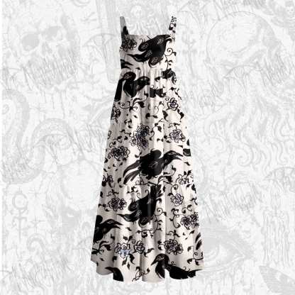 Crows and Roses Wide Straps Maxi Dress
