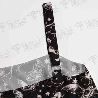 Death's Head Moth Wide Straps Maxi Dress