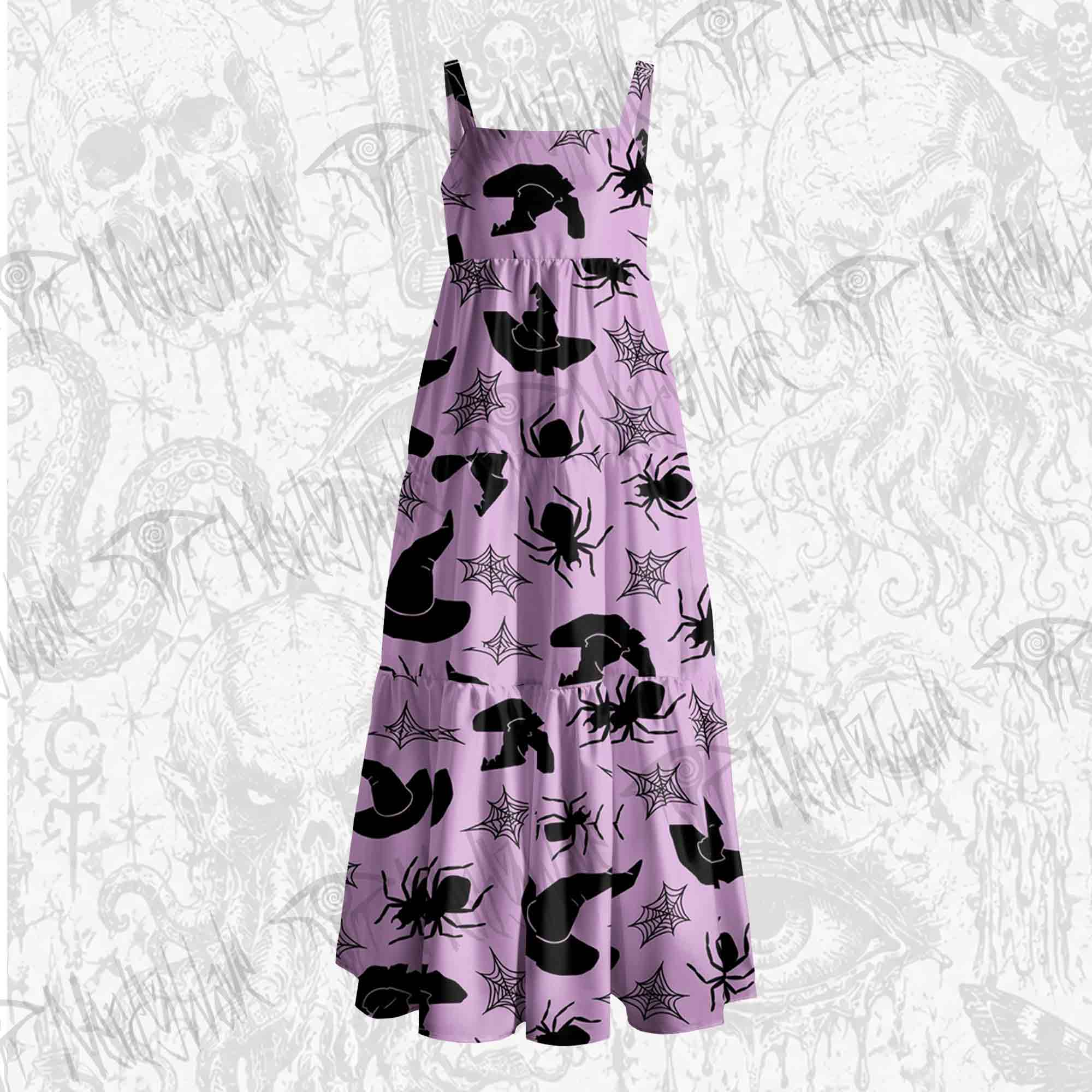 Pastel Goth Wide Straps Maxi Dress