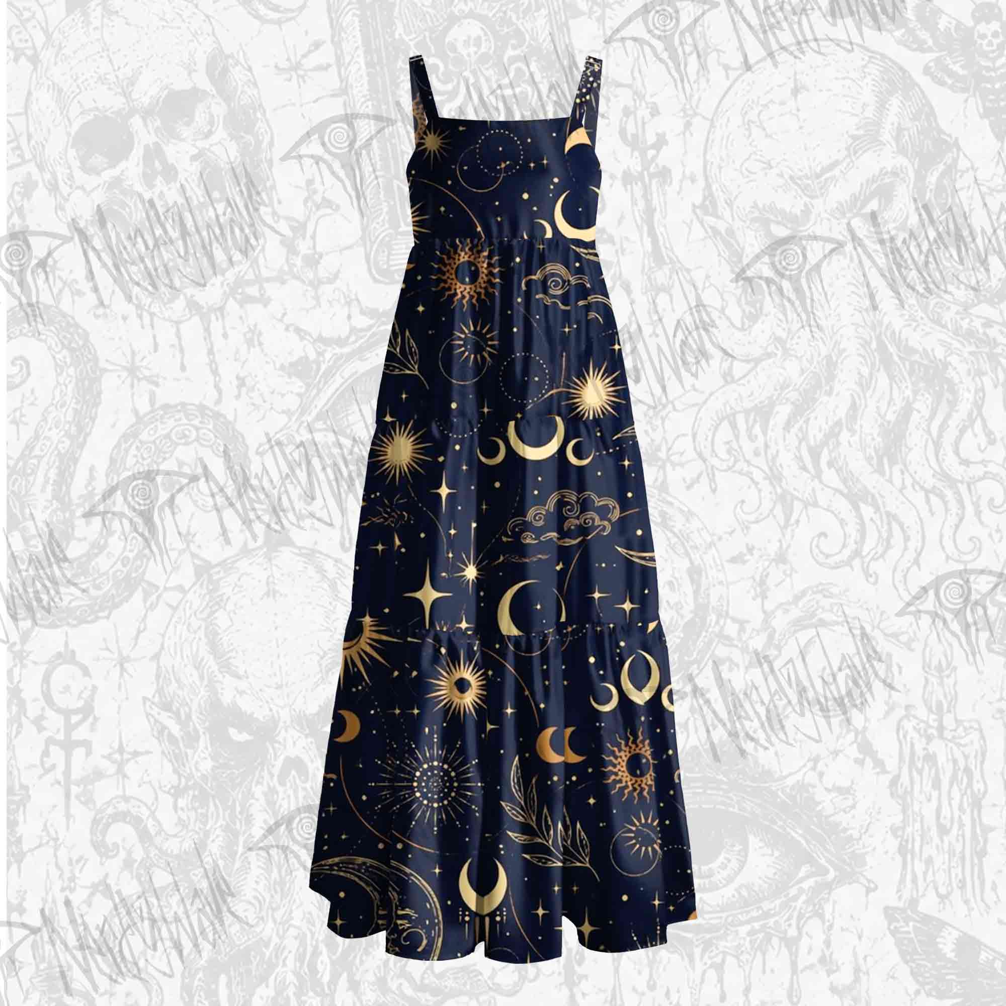 Celestial Aesthetic Wide Straps Maxi Dress
