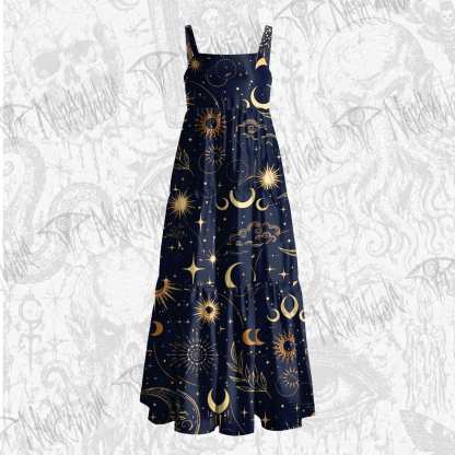 Celestial Aesthetic Wide Straps Maxi Dress