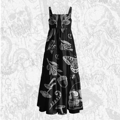 Mushrooms&Leaves Wide Straps Maxi Dress