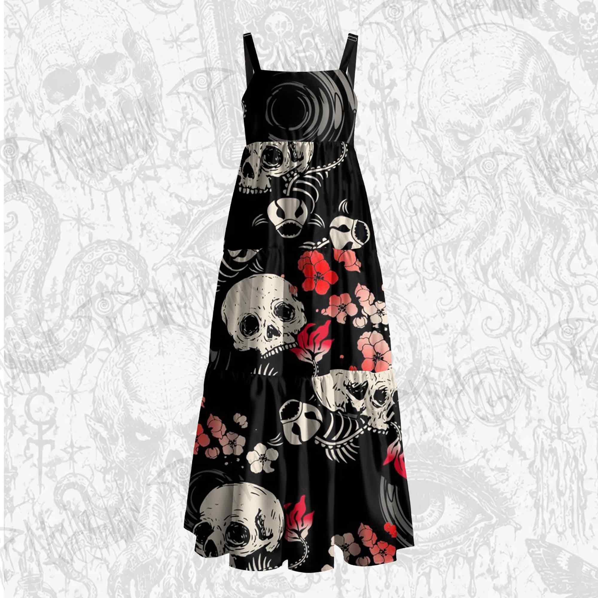 Goldfish and Cherry Blossoms Wide Straps Maxi Dress
