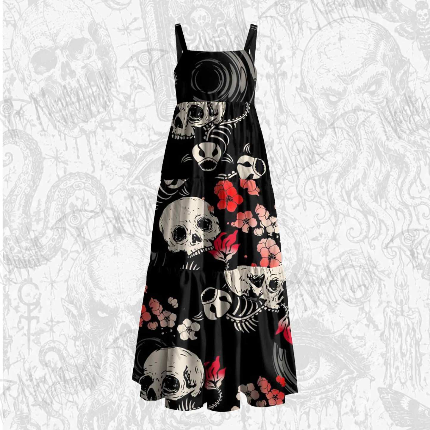 Goldfish and Cherry Blossoms Wide Straps Maxi Dress