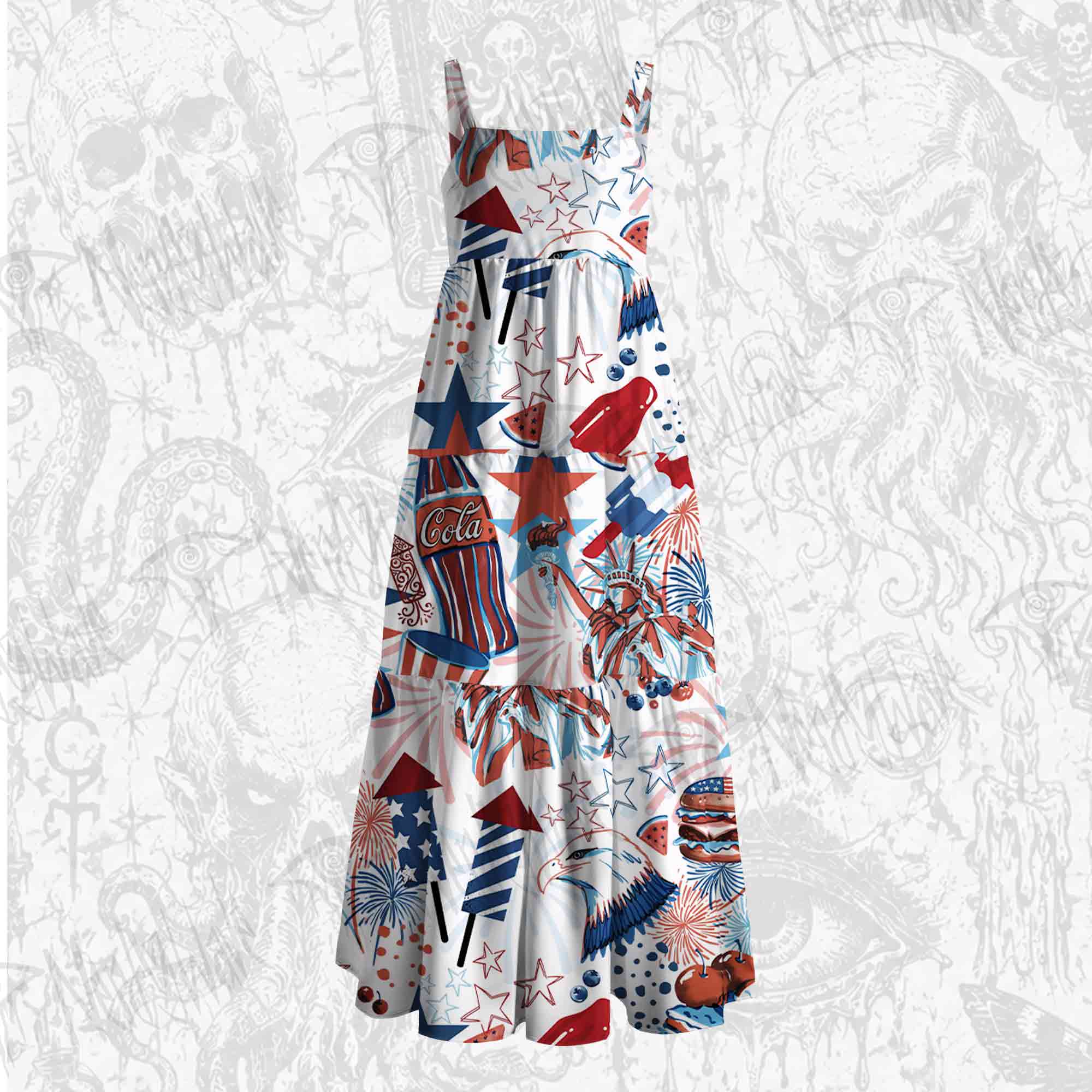 Fireworks & Burgers Wide Straps Maxi Dress