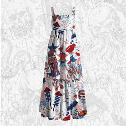 Fireworks & Burgers Wide Straps Maxi Dress