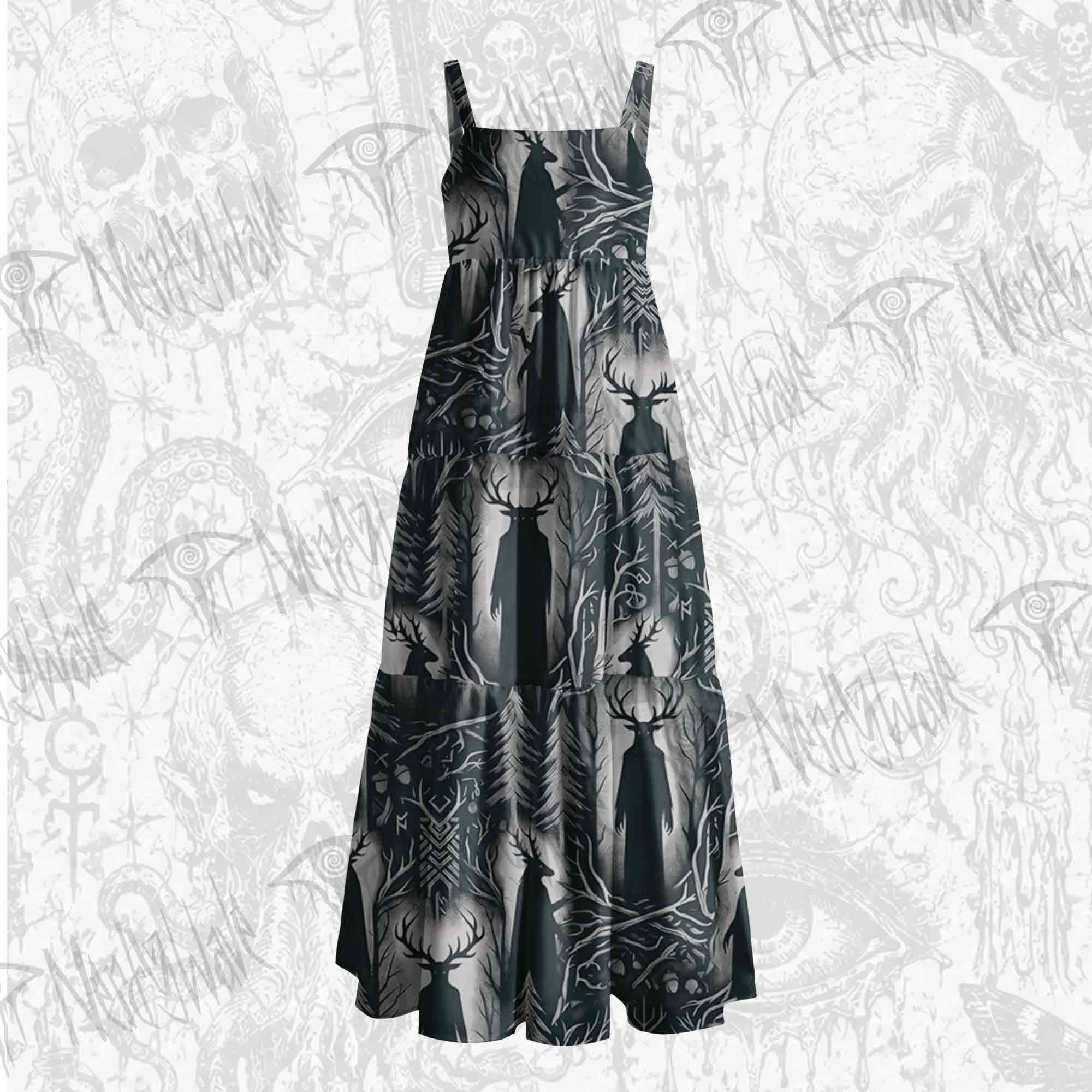 Horned Guardian Wide Straps Maxi Dress