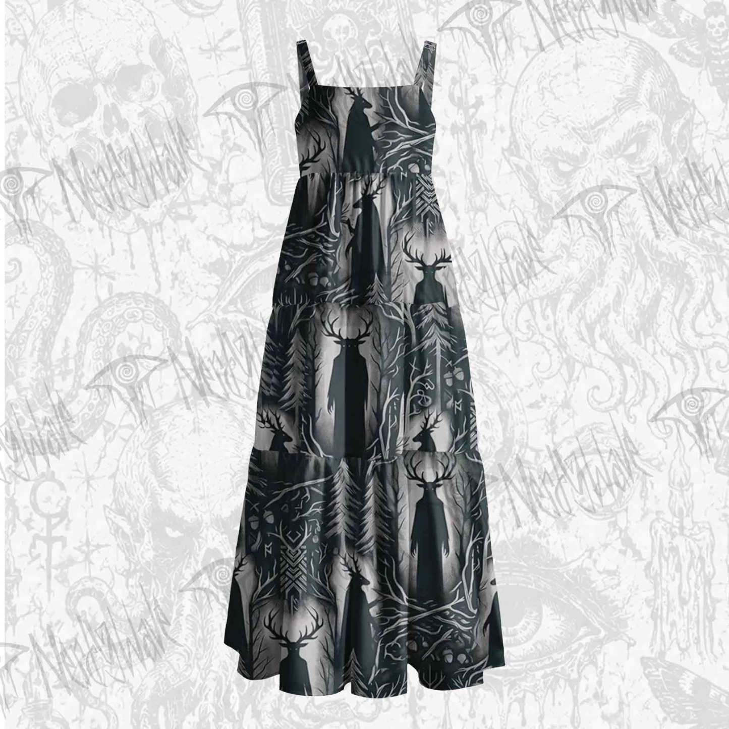Horned Guardian Wide Straps Maxi Dress