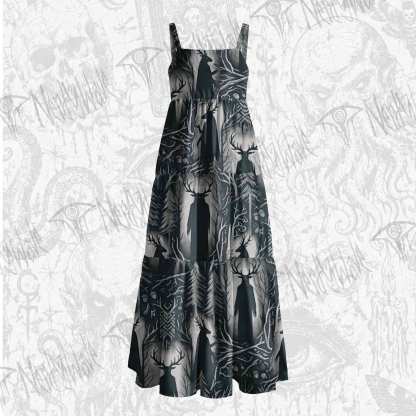 Horned Guardian Wide Straps Maxi Dress