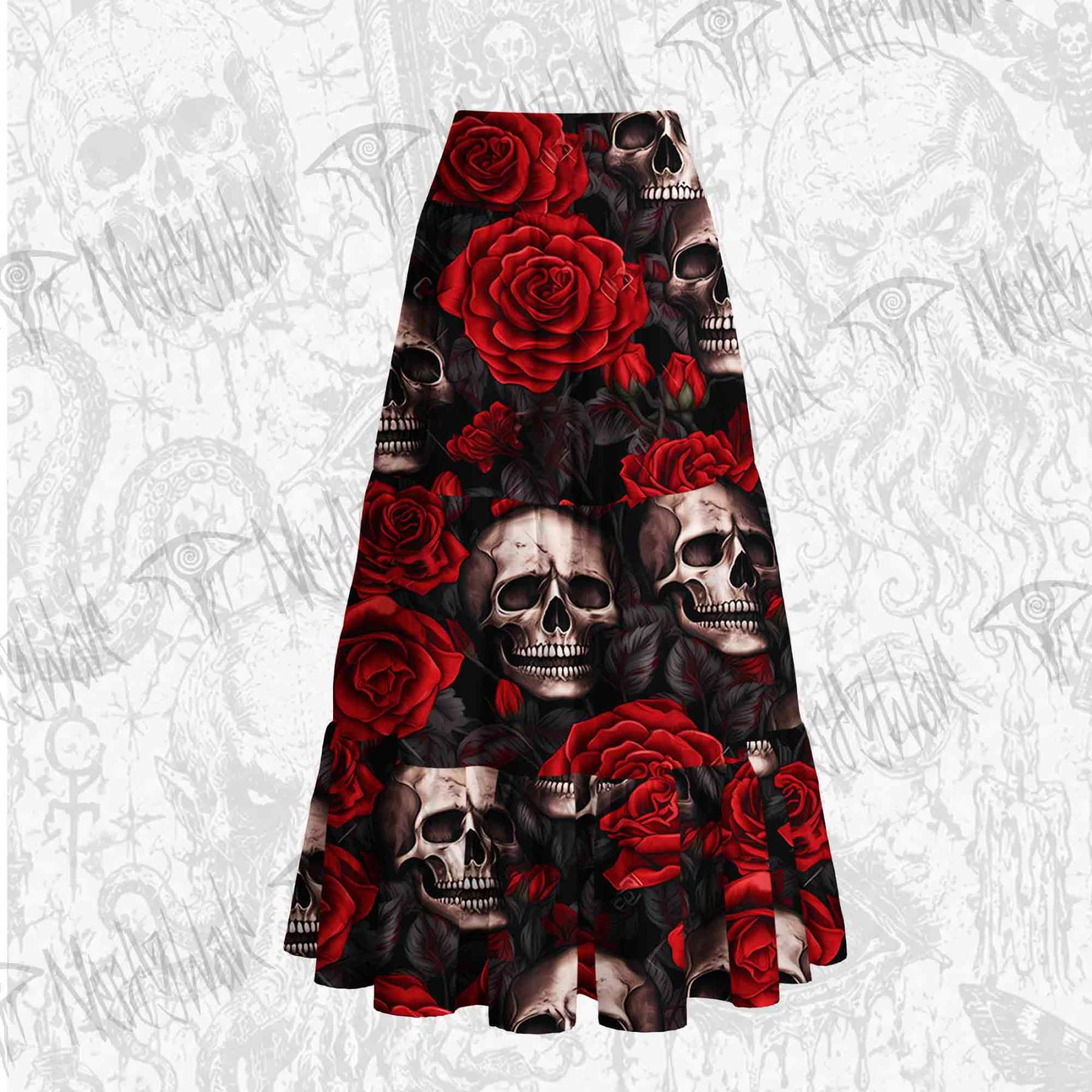 Skull and Roses Tiered Skirt
