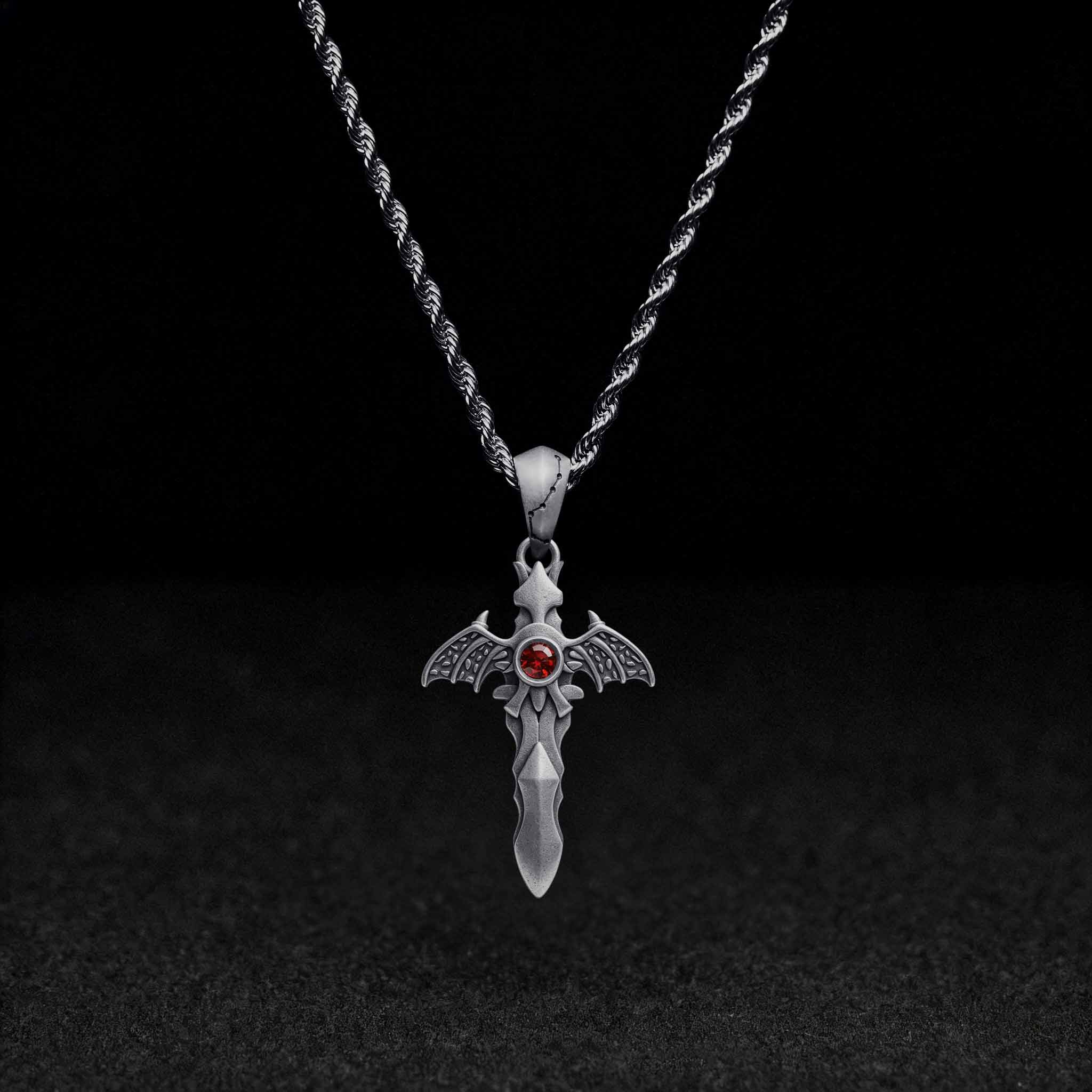 Gothic Bat Cross Necklace