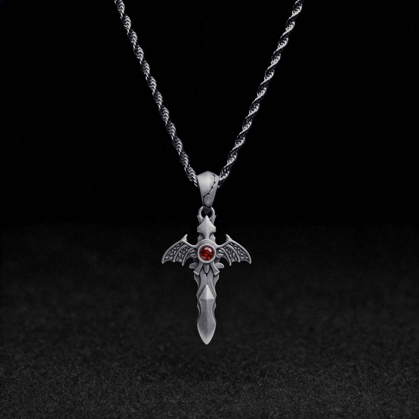 Gothic Bat Cross Necklace