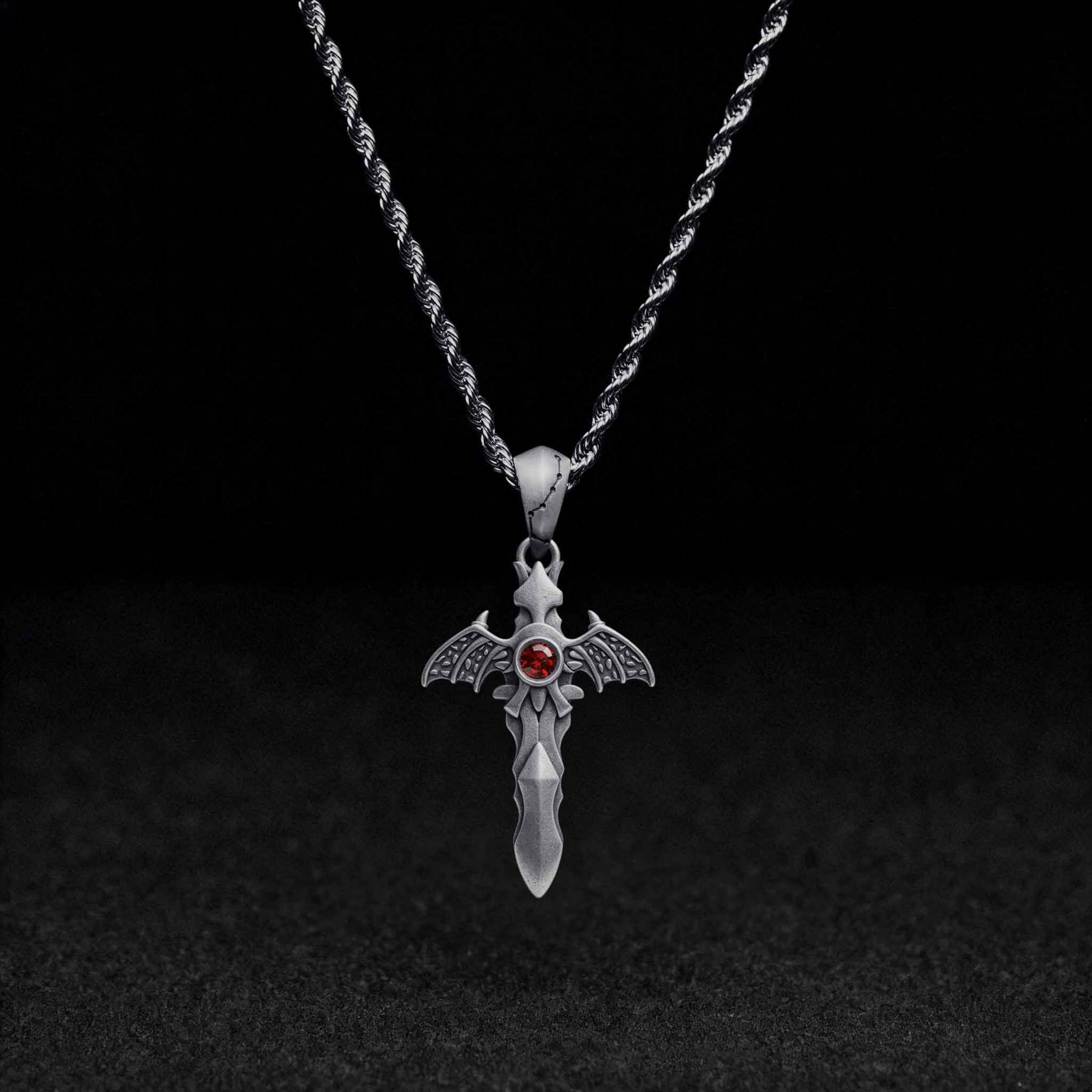 Gothic Bat Cross Necklace