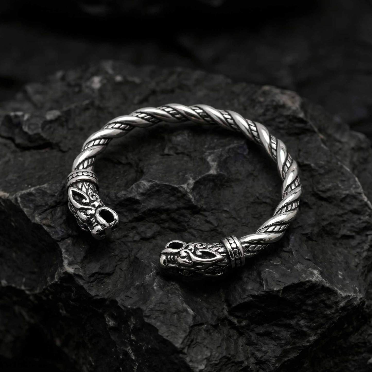 Viking Wolf Head Torque Bracelet