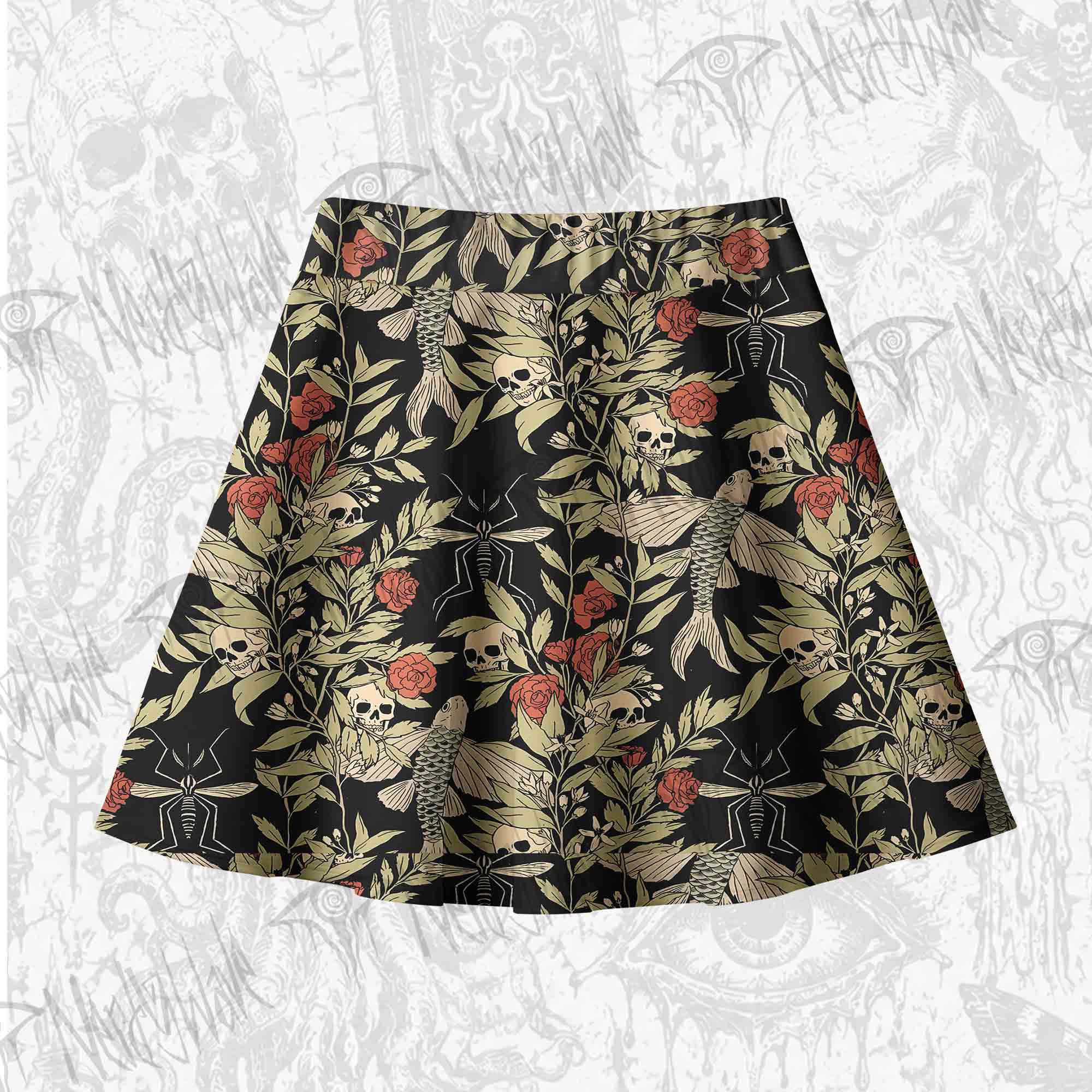 Skull and Flying Fish Skateboard Skirts