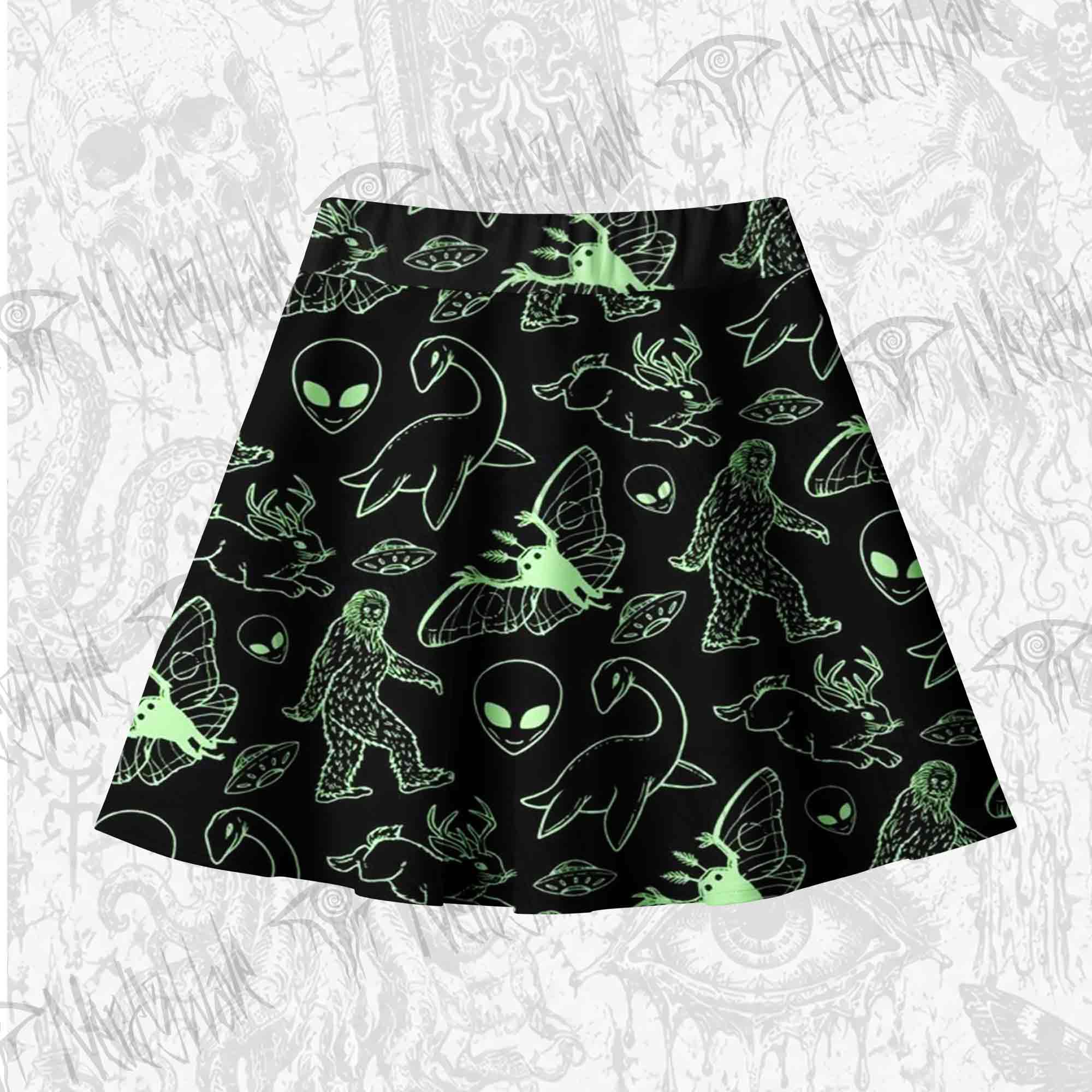 Cryptid Night Skateboard Skirts