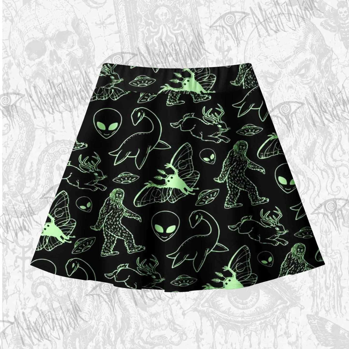 Cryptid Night Skateboard Skirts