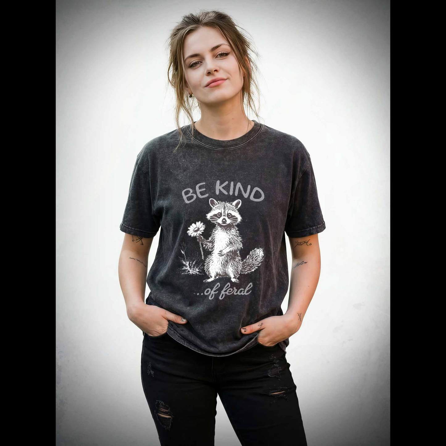 Be Kind of Feral Racoon Washed T-shirt