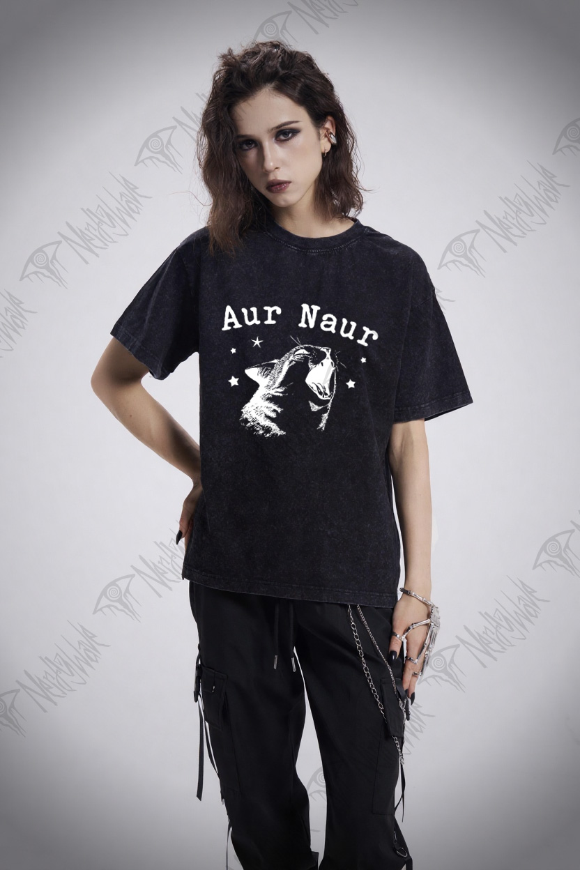Aur Naur Cat Washed T-shirt