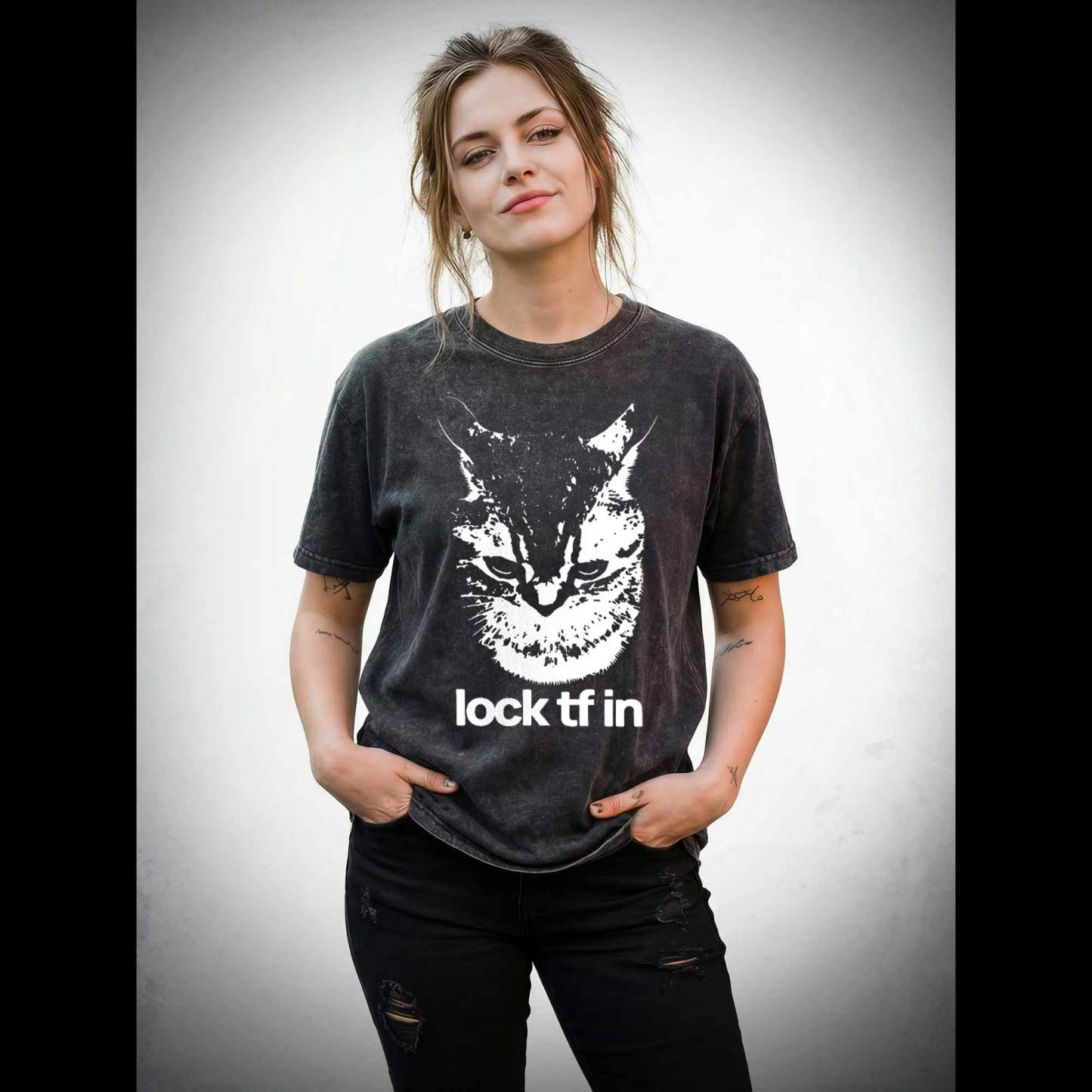 Lock TF in Cat Washed T-shirt