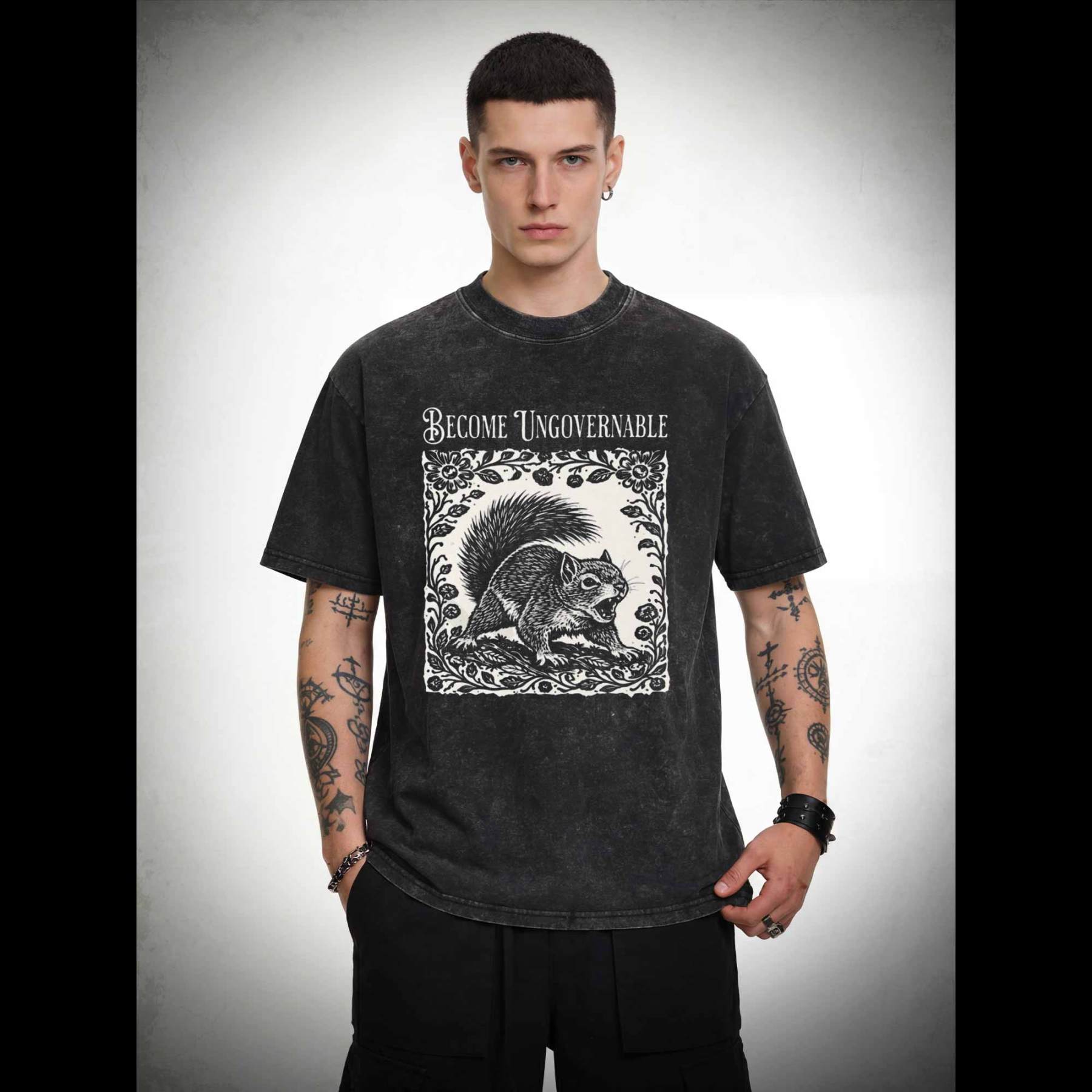 Become Ungovernable Squirrel Washed T-shirt