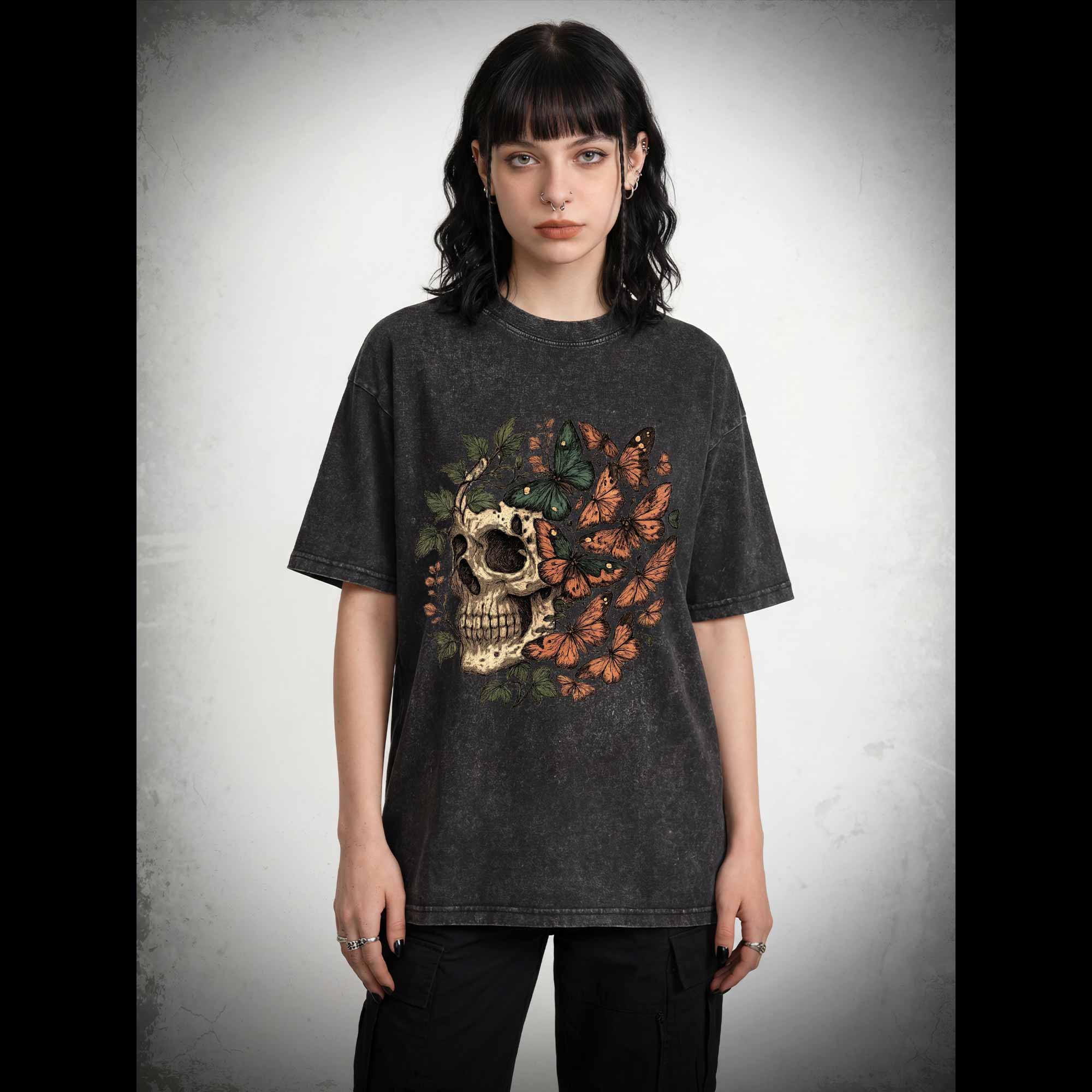 Skull & Butterflie Washed T-shirt