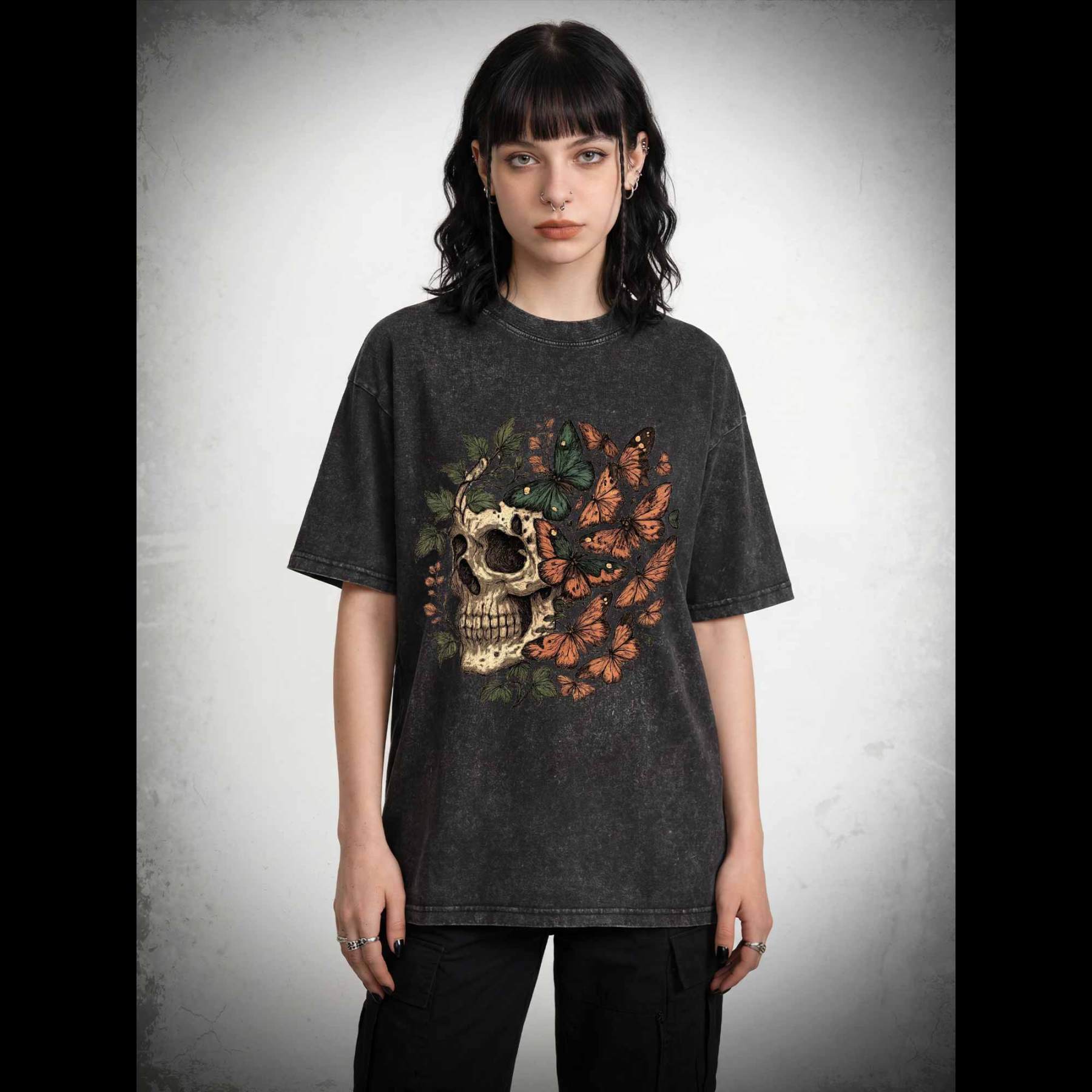 Skull & Butterflie Washed T-shirt