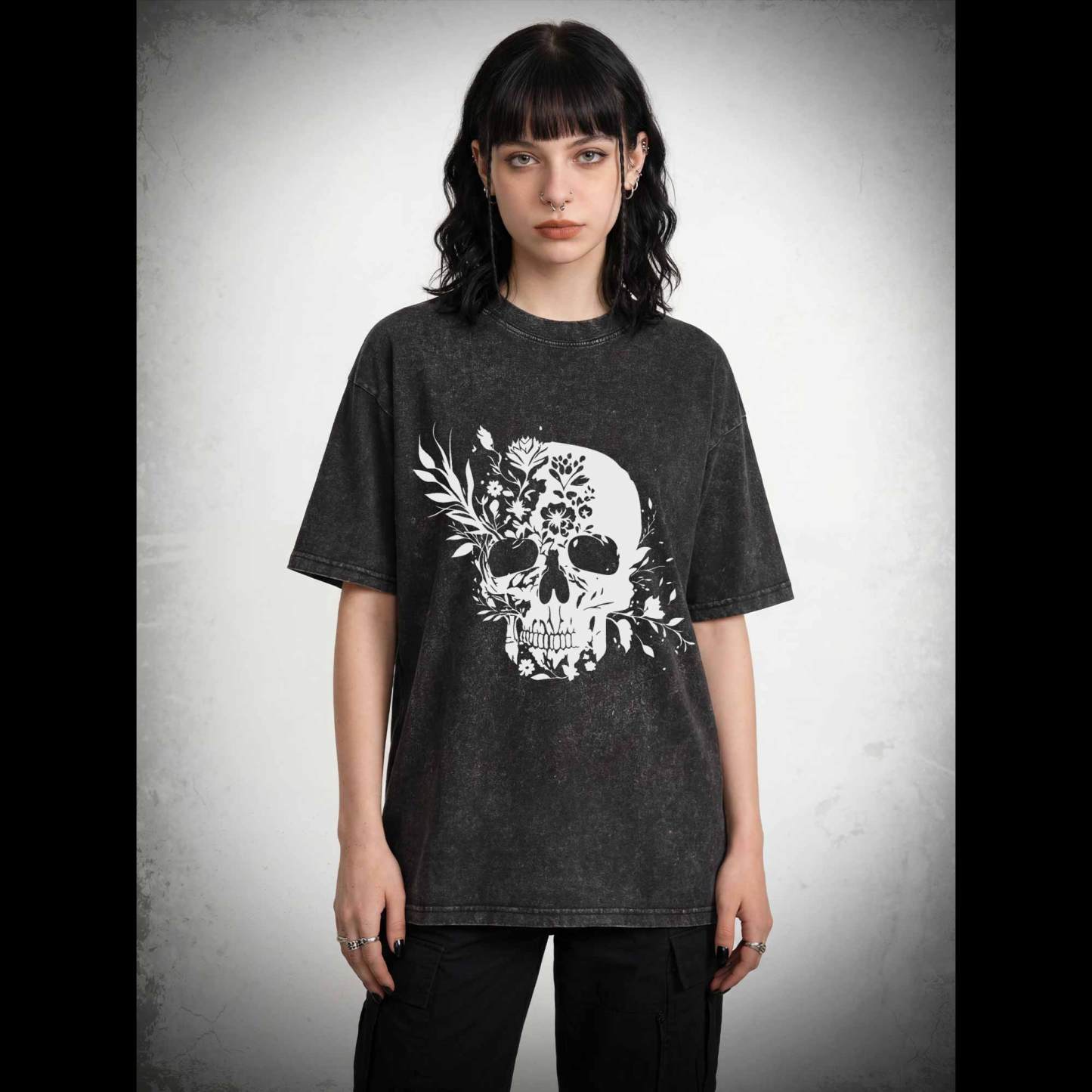 Skull Floral Washed T-shirt