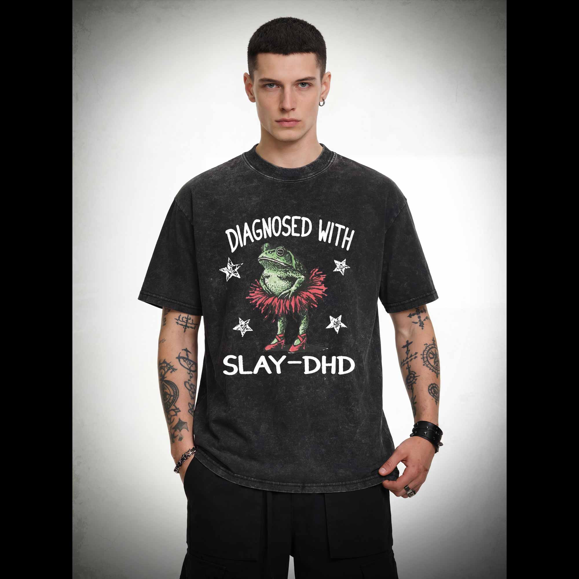 Diagnosed with Slay-dhd Washed T-shirt
